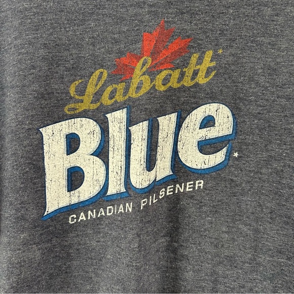 Labatt Blue Beer Mens Short Sleeve Blue T Shirt Size XL - Picture 3 of 5